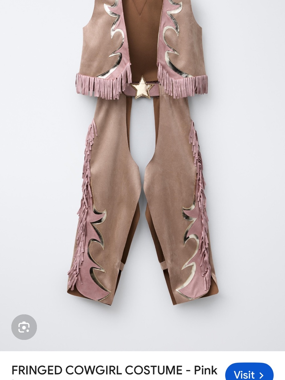 Zara 3-4 Fringed Cowgirl Chaps & Vest Set - Pink halloween